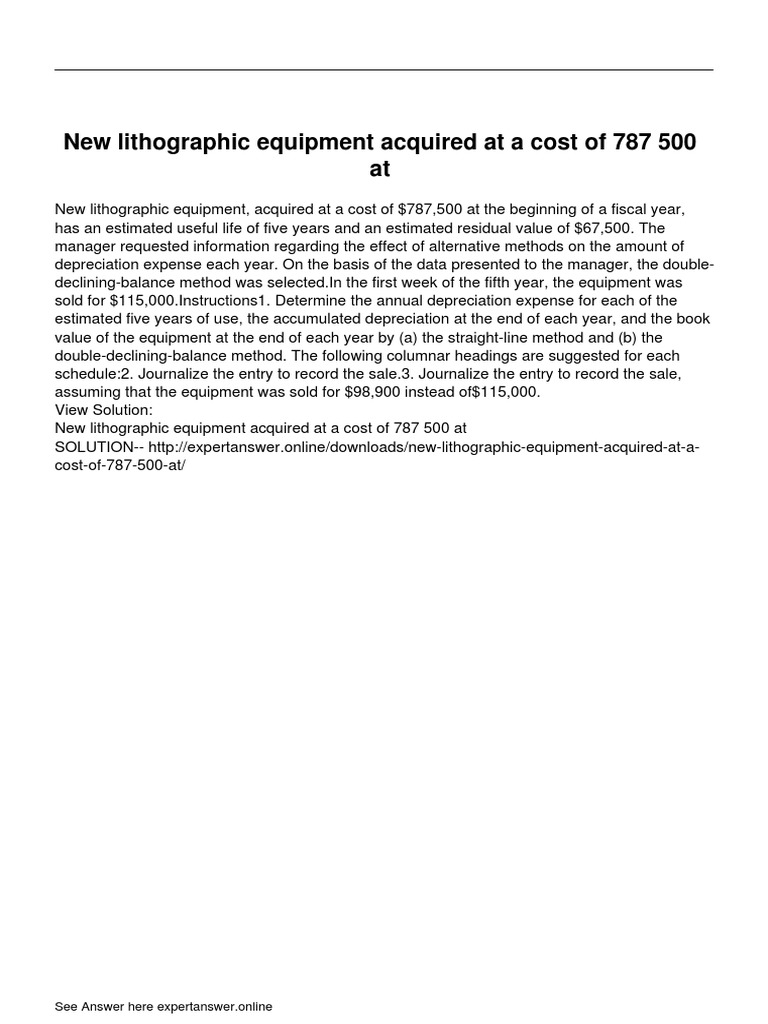 Lithographic Equipment Depreciation Analysis | PDF