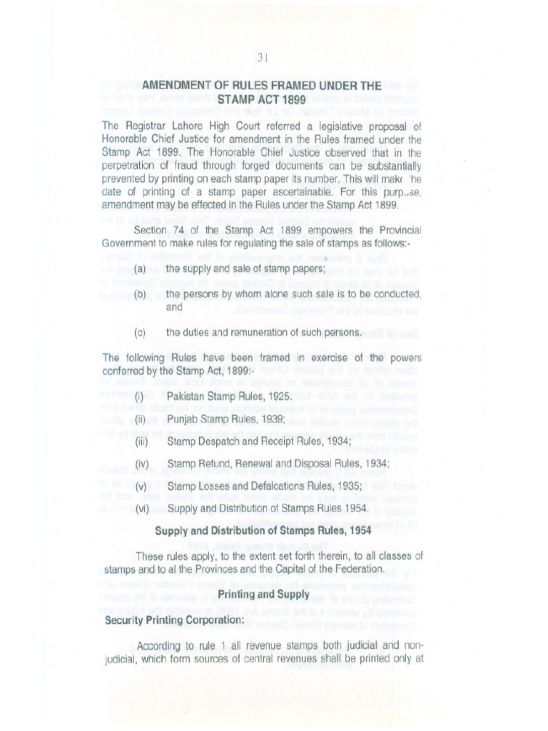 Ammendment in Punjab Stamp Rules 1934 PDF