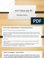 Apresentação - Teoria Crítica Nas RI - Principais Autores