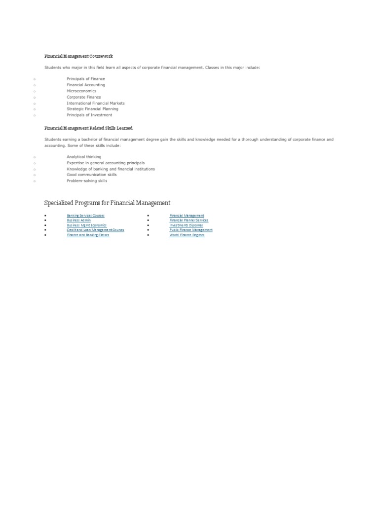 Specialized Programs For Financial Management | PDF