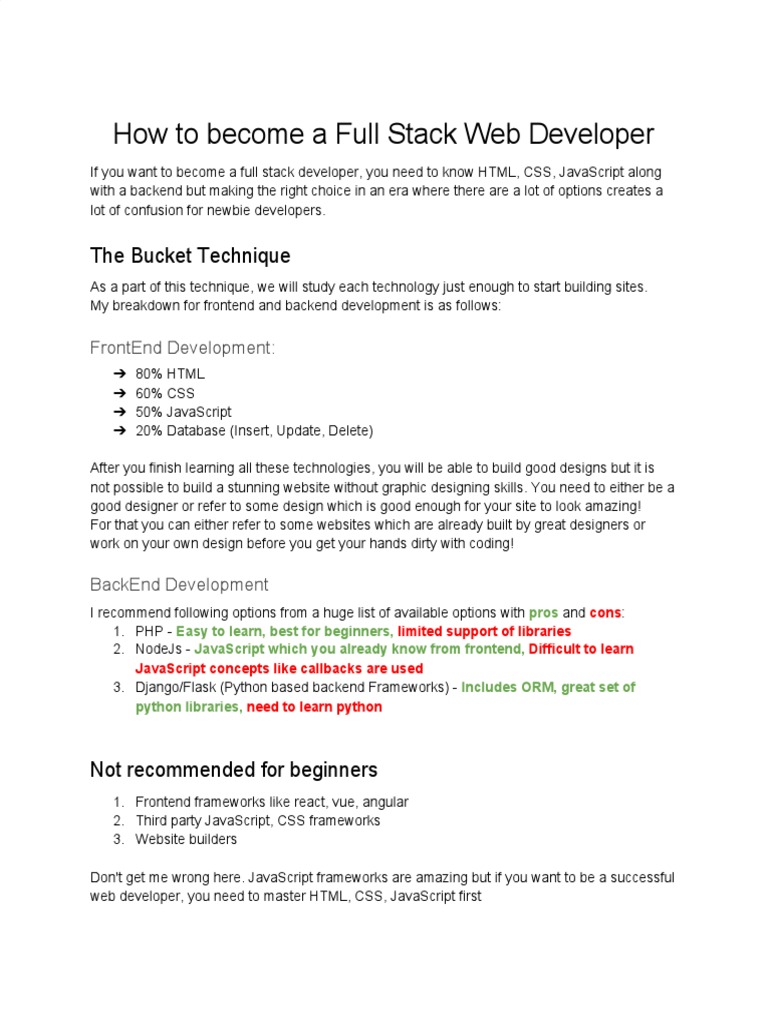 Complete Web Development Roadmap | PDF