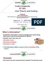 Information Theory and Coding: Faculty of Engineering