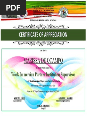 Certificate of Appreciation