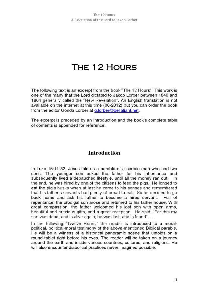 The 12 Hours: A Divine Revelation | PDF | Slavery | Revelation