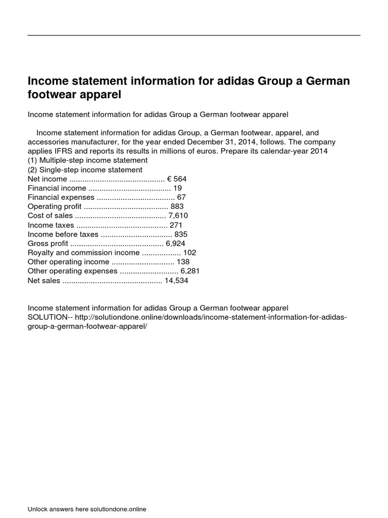 adidas Group 2014 Income Statement Analysis | PDF