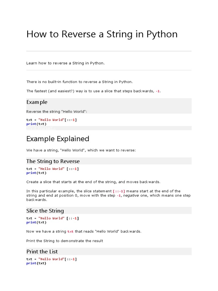 How To Reverse A String in Python | PDF