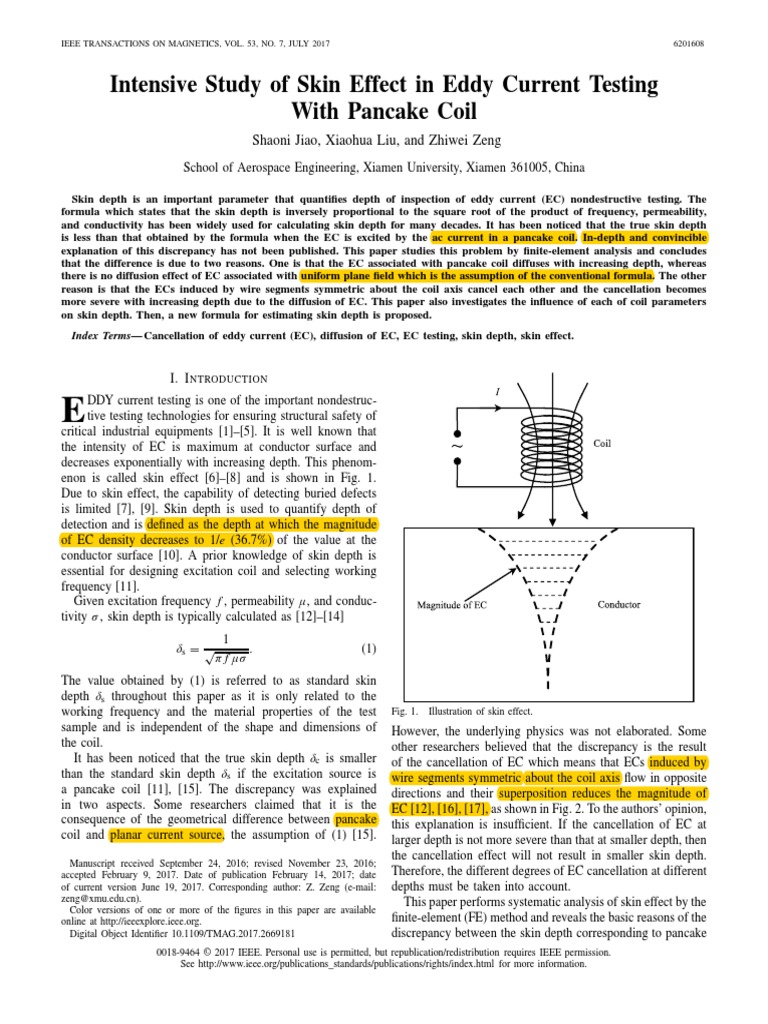 Intensive Study of Skin Effect in Eddy Current Testing With Pancake ...
