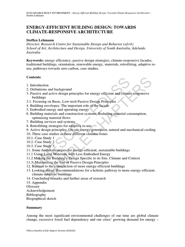 Energy Efficient Buildingdesign | PDF | Efficient Energy Use | Green ...