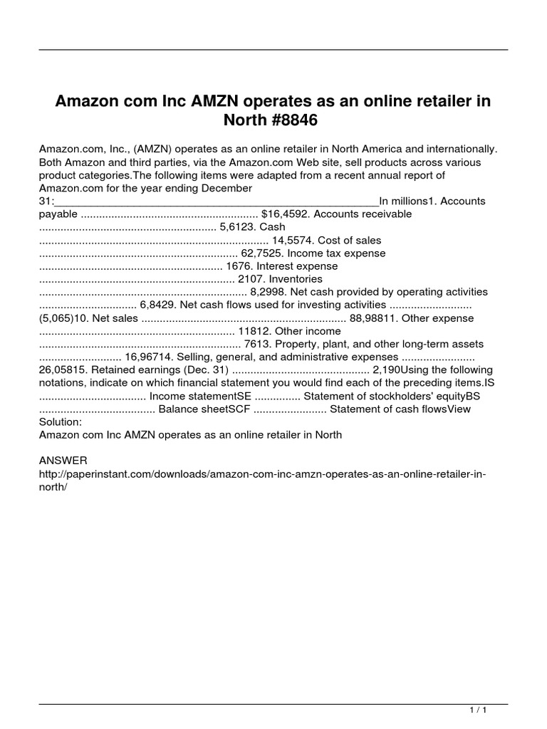 Amazon Annual Report Financial Summary | PDF | Expense | Government ...