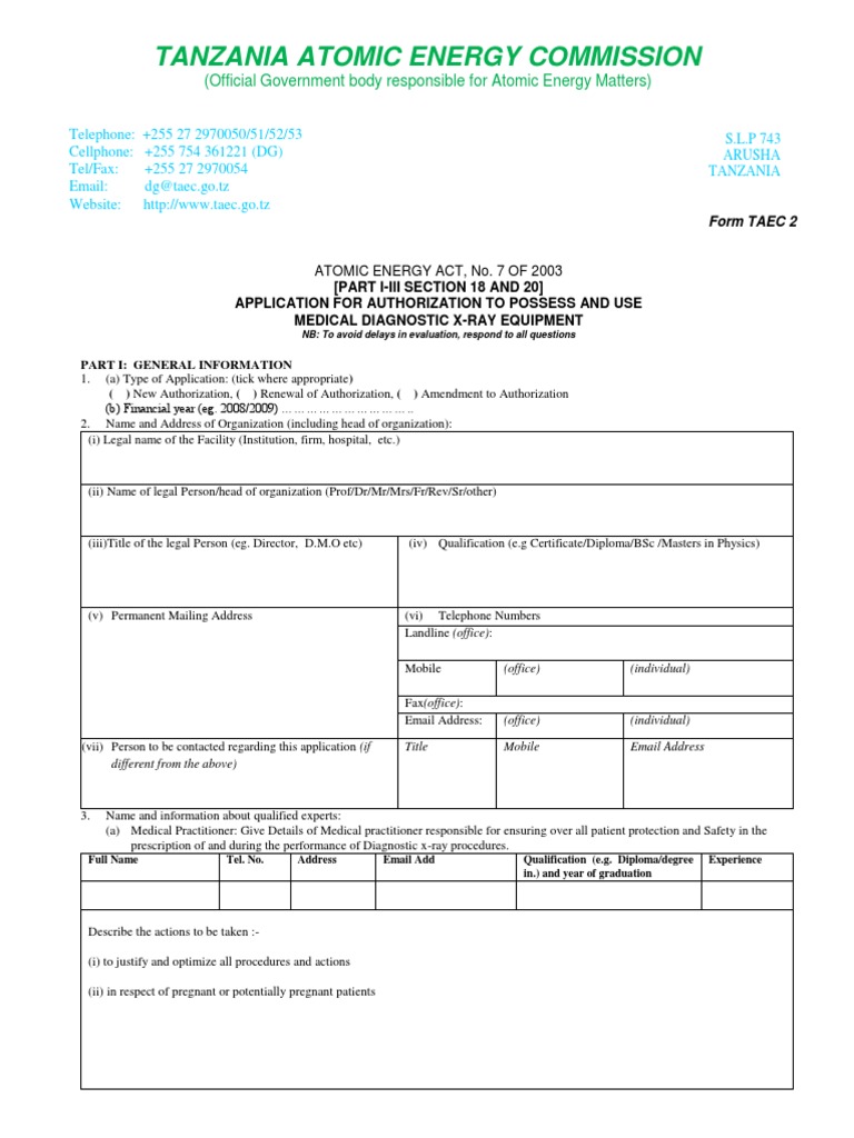Tanzania Atomic Energy Commission: (Official Government Body ...