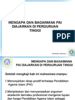 Mengapa Dan Bagaimana PAI Diajarkan Di PT