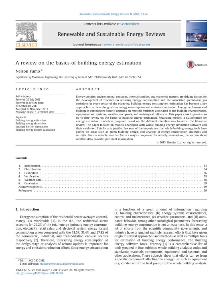 Building Energy Estimation Review | PDF | Simulation | Regression Analysis