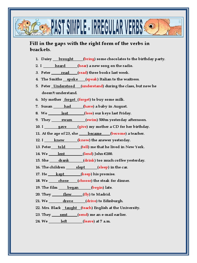 Fill in The Gaps With The Right Form of The Verbs in Brackets | PDF