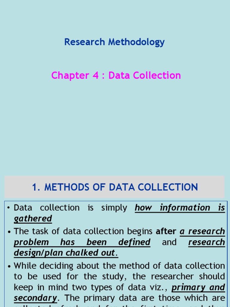Chapter 4: Data Collection: Research Methodology | PDF | Survey ...