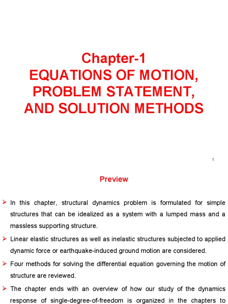 Chapter1 Equations of Motion, Problem Statement, and Solution Methods