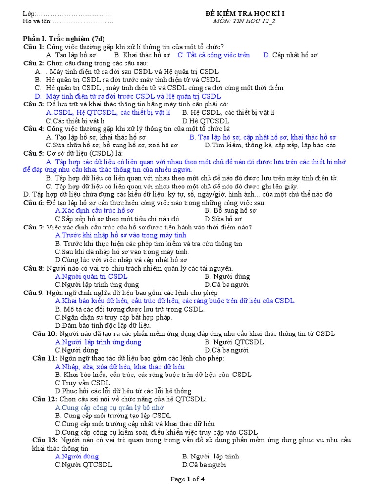 De Tin 12 HK1 Form Tap Huan de 2 | PDF