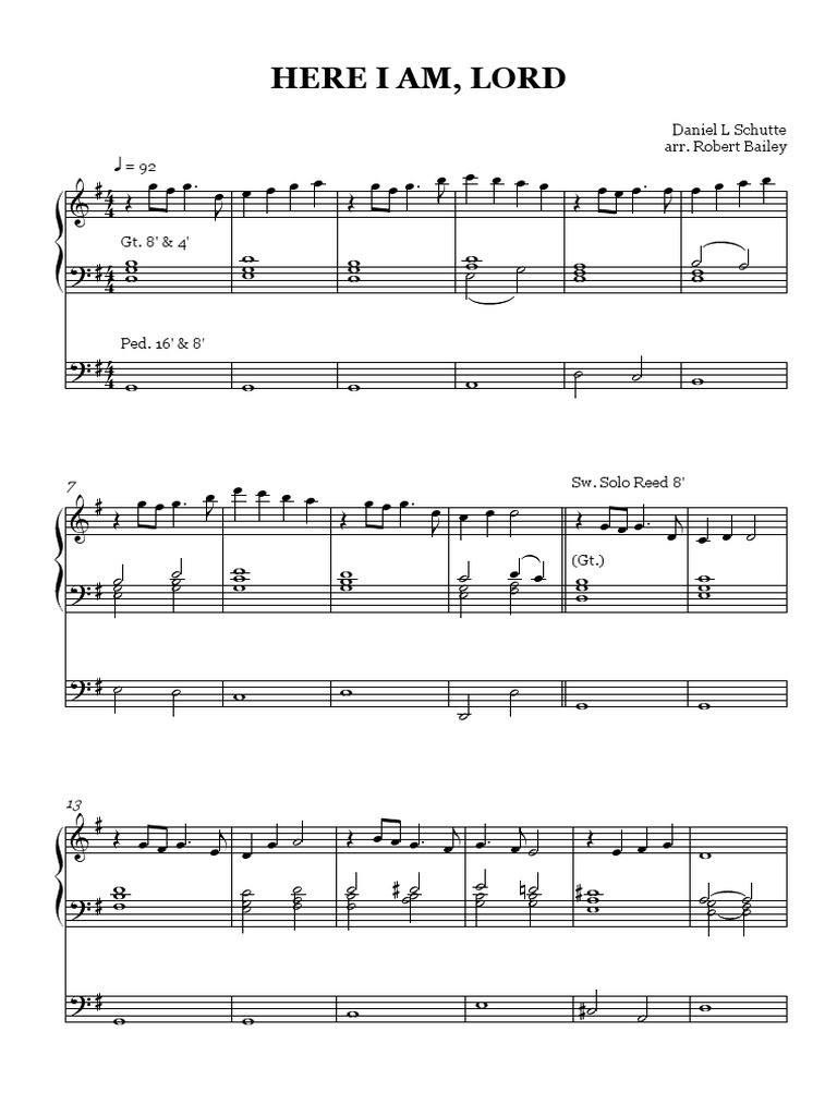 Here I Am, Lord": A musical analysis and organ score of the hymn "Here ...