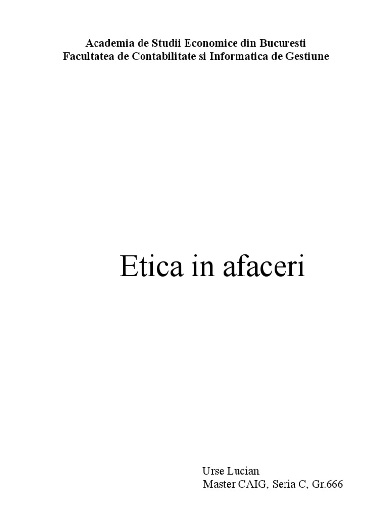 Etica In Afaceri