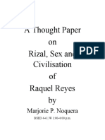 A Thought Paper On Rizal, Sex and Civilisation of Raquel Reyes by