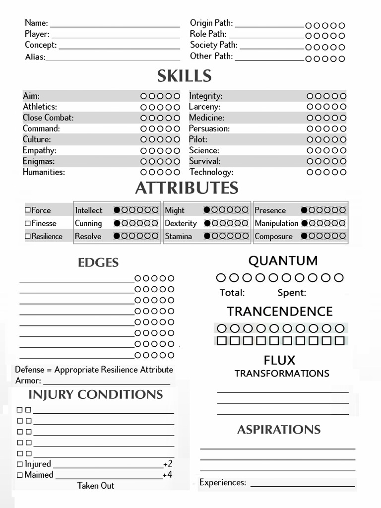 Aberrant 2e Character Sheet | PDF
