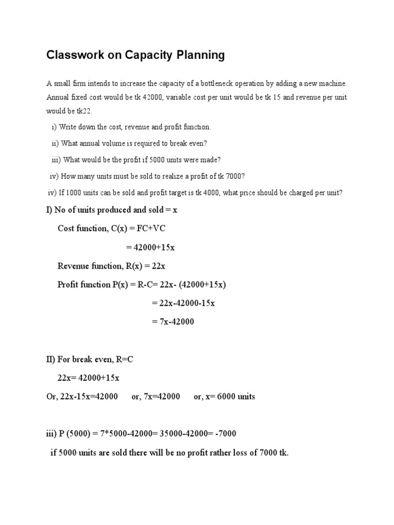 Capacity Planning Cost Analysis | PDF