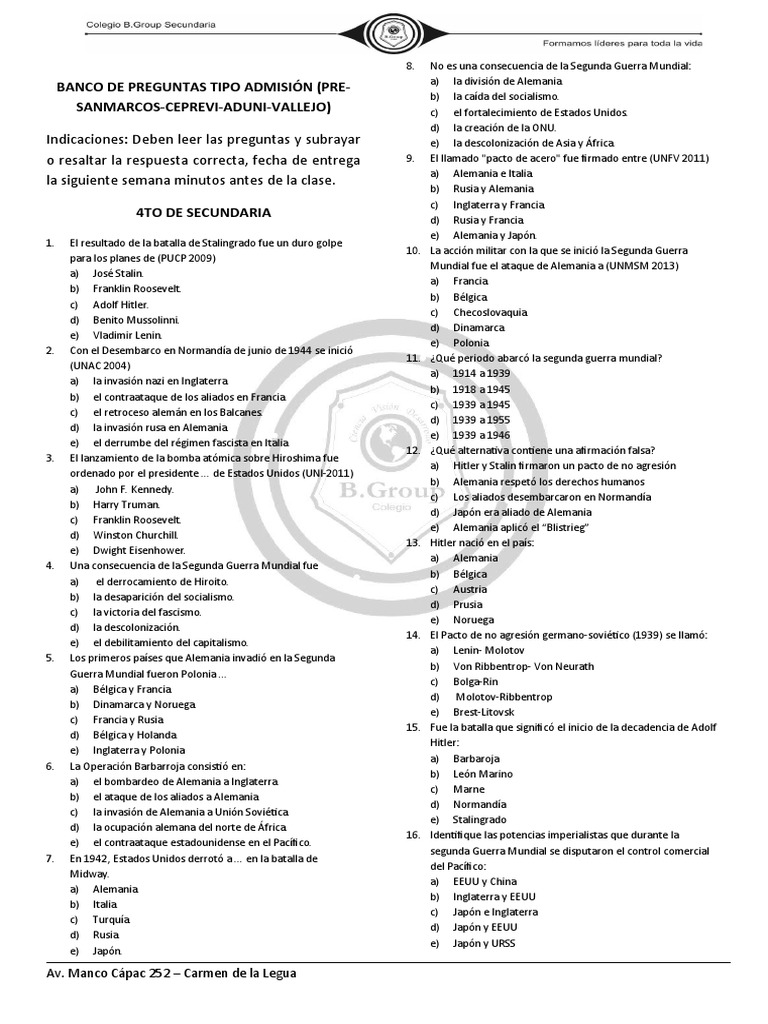 Total 48+ imagen banco de preguntas sobre la segunda guerra mundial