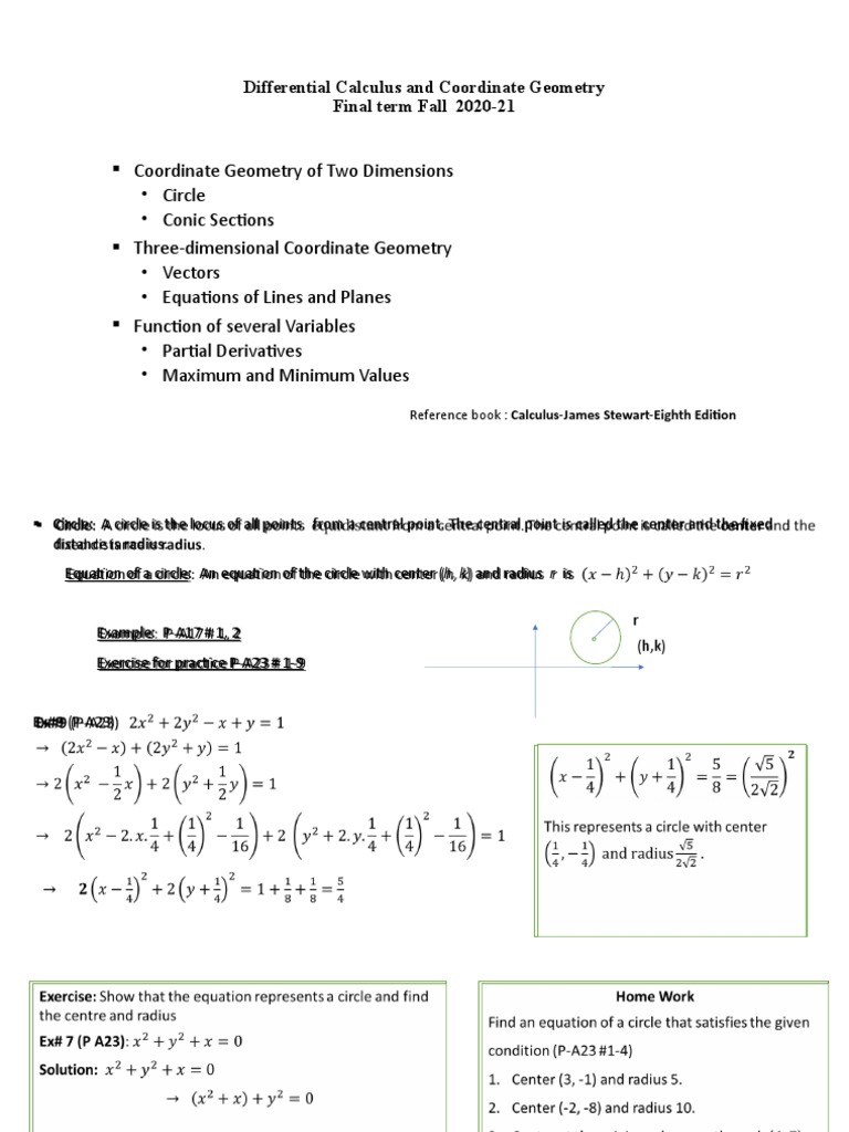 Differential Calculus and Coordinate Geometry Final Term Fall 2020-21 ...