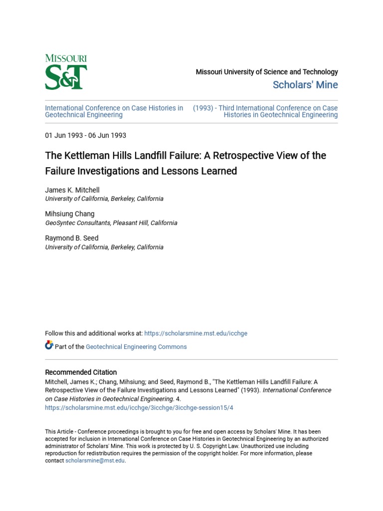 The Kettleman Hills Landfill Failure PDF Civil Engineering Materials