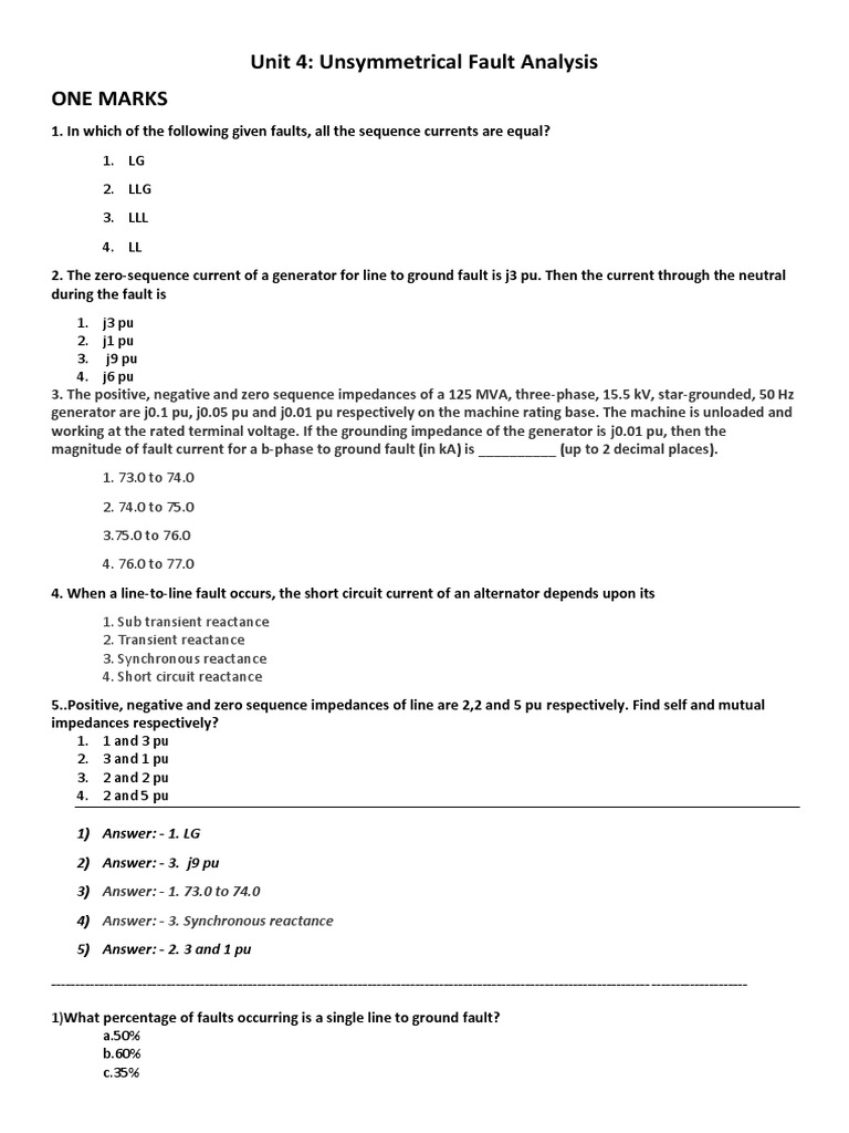 Power System Analysis MCQ 9 PDF Electrical Impedance Electrical