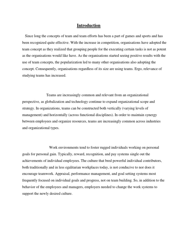 Importance of Teamwork in Organizations | PDF | Strategic Planning ...