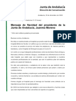 Mensaje de fin de año del Presidente de la Junta de Andalucía