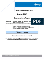 Essentials of Management 4 June 2015 Examination Paper