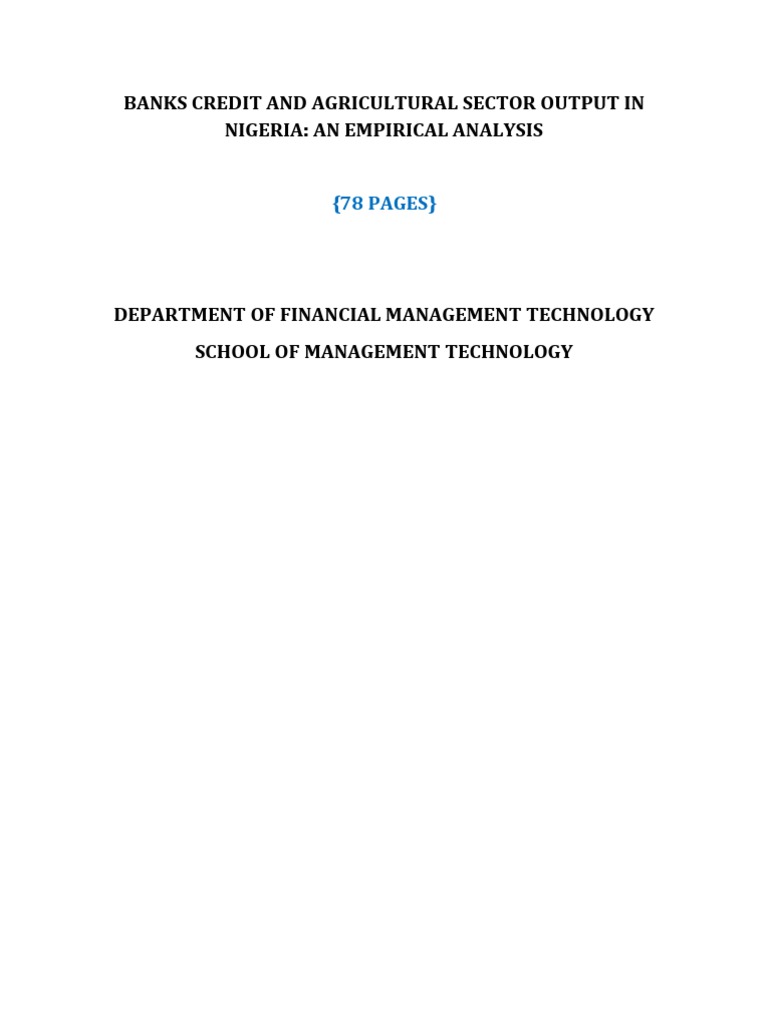 Impact of Bank Credit on Agriculture in Nigeria | PDF | Loans | Credit