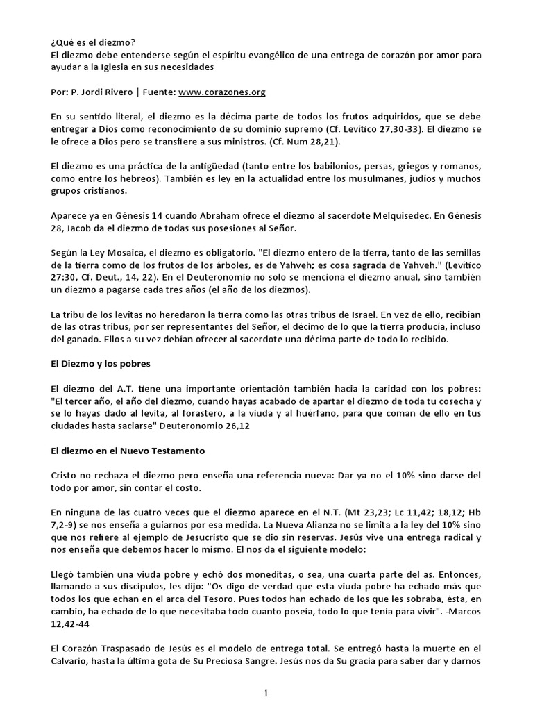Entendiendo el Diezmo en la Fe Cristiana | PDF