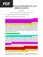 On Marriage Impediments and Dispensations