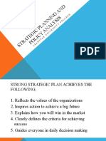 Strategic Planning  and Policy Analysis 