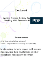 Lecture 6 Writing Process 3 Body Paragraphs Working With Sources - APA