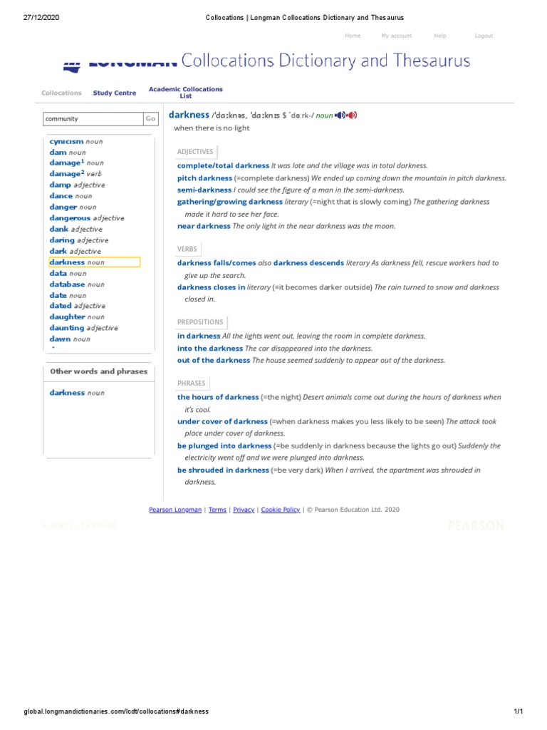 Darkness PDF Noun Adjective