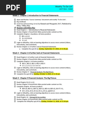Weekly to Do List - ACCT5012- F20