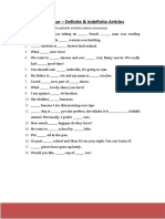 English Grammar - Definite & Indefinite Articles: Fill in The Blanks With Suitable Articles Where Necessary