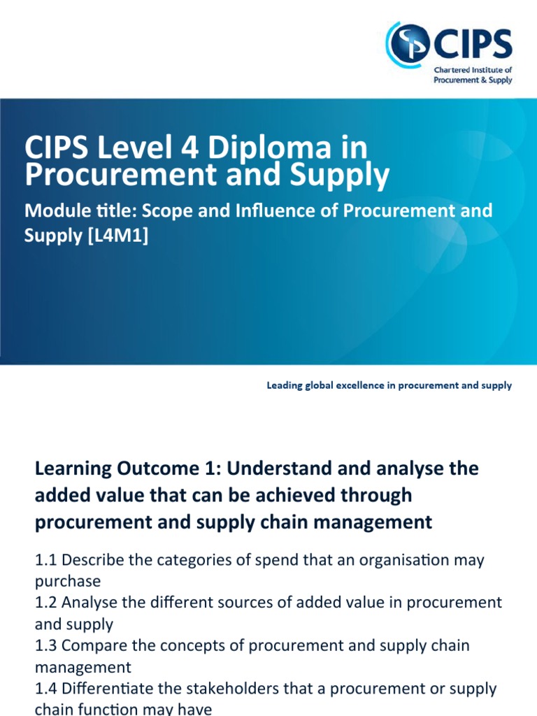 CIPS L4-Scope and Influence of Procurement and Supply | PDF