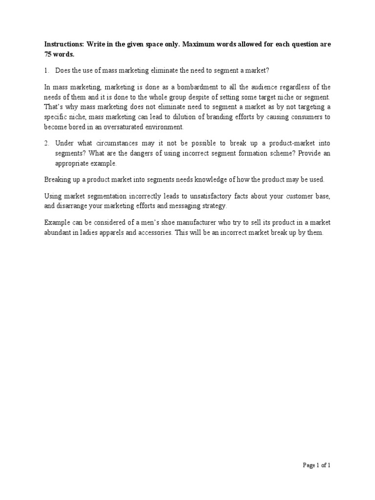 Instructions: Write in The Given Space Only. Maximum Words Allowed For ...