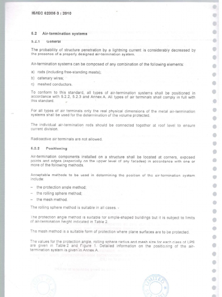 IS-IEC 62305-3 (Reference For Different Method of LPS) | PDF