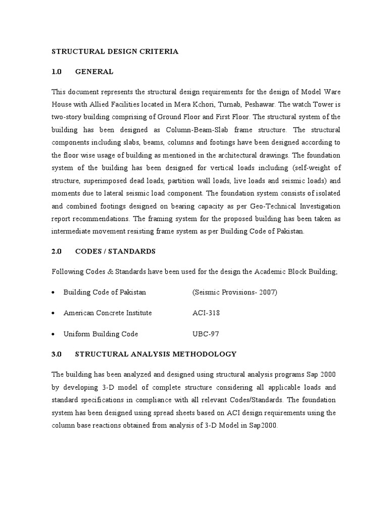 Structural Design Criteria for Warehouse | PDF | Wall | Strength Of ...
