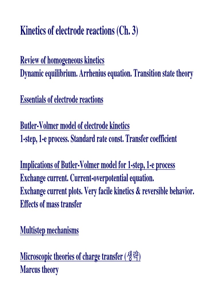 of Electrode Reactions (Ch. 3) PDF Chemical Equilibrium