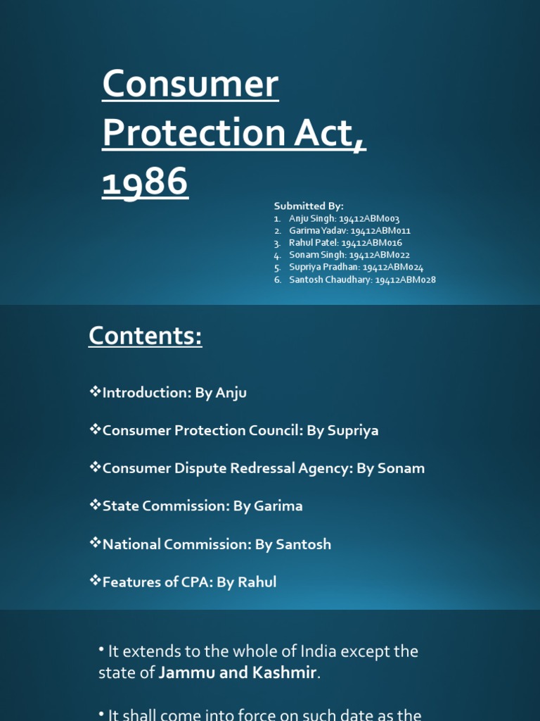 Consumer Protection Act 1986 PDF Jurisdiction Consumer Protection