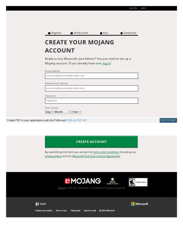 Create Your Mojang Account: Register Verify Email Buy Download