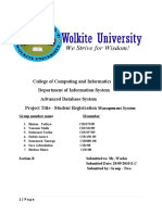 College of Computing and Informatics Department of Information System Advanced Database System Project Title - Student Registration