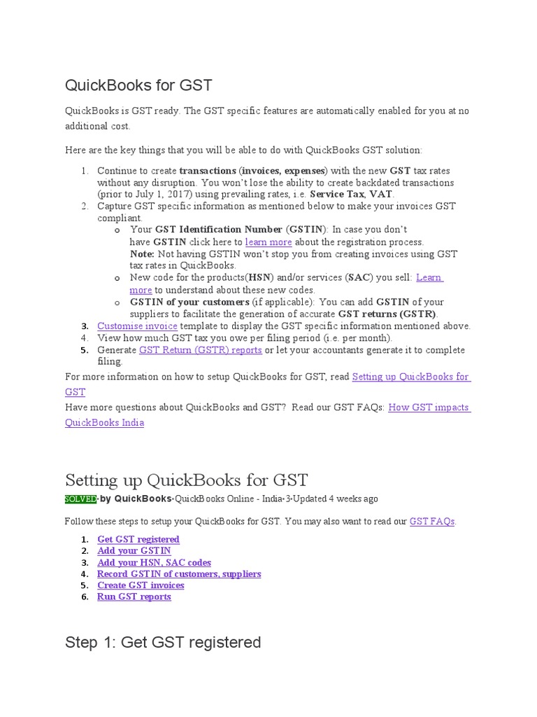 Setting Up Quickbooks For GST | PDF | Quick Books | Value Added Tax
