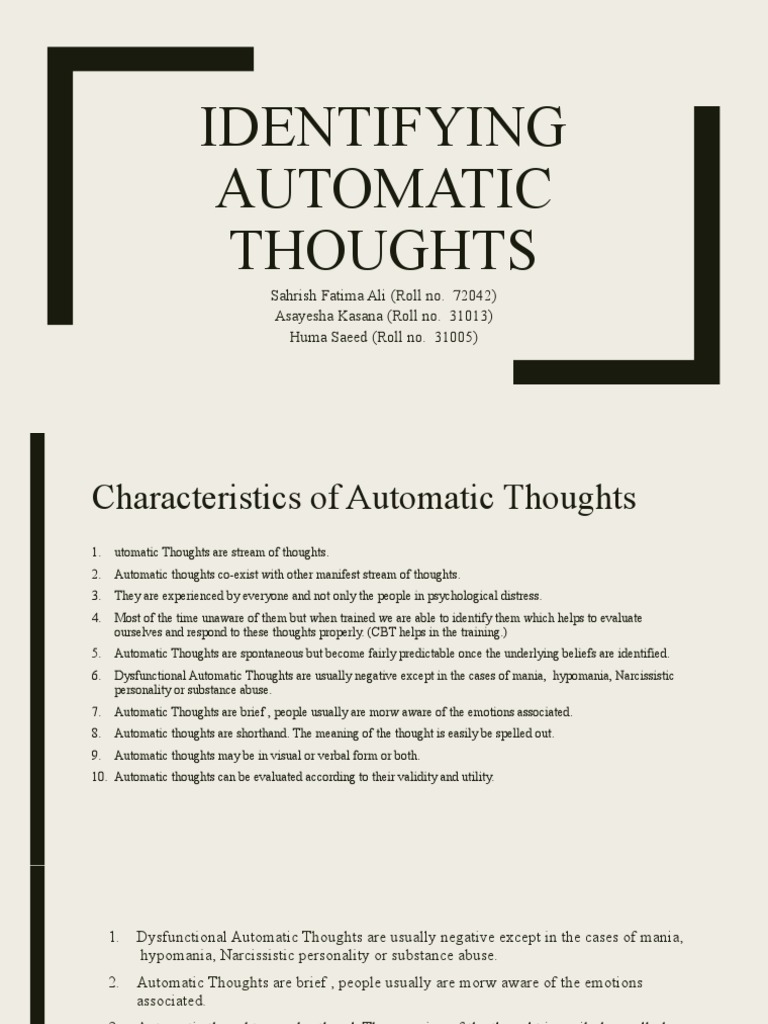 Understanding Automatic Thoughts in CBT | PDF | Science & Mathematics